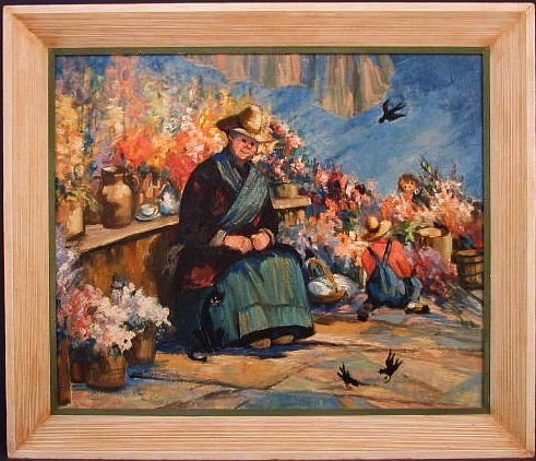FLOWER GARDEN Fantasy Storybook Art - Original Oil Painting