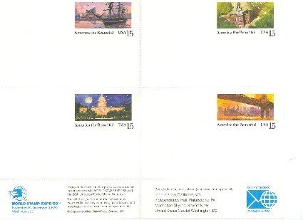 World Stamp Expo 89 Experimental Sheet of Post Cards
