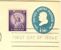 Benjamin Franklin 1 ¼ cent Stamped Envelope FDI SC U541 First Day Issue