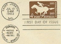 Pony Express 4 cent Stamped Envelope FDI SC U543 First Day Issue