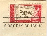 Carolina Charter 5 cent Stamp FDI SC 1230 First Day Issue