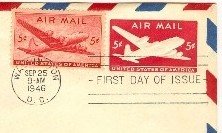 DC 4 Skymaster Air Mail 5 cent Stamp Envelope FDI SC C32 First Day of Issue