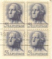 George Washington 5 cent Block of 4 FDI SC 1213 First Day Issue