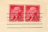 Thomas Jefferson 2 cent Vertical Pair FDI SC 1083 First Day of Issue