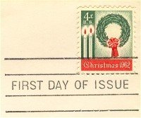 1962 4 cent Christmas Wreath Stamp FDI SC 1205 First Day Issue