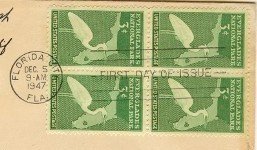Everglades National Park 3 cent Stamp Block of 4 FDI SC 952 First Day of Issue