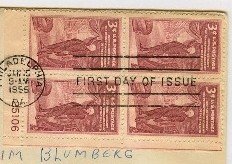Anniversary Pennsylvania Academy Fine Arts 3 cent Block 4 Plate Number FDI SC 1064 First Day Issue