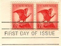 Bald Eagle Air Mail 6 cent Stamp Horizontal Pair FDI SC C67 First Day Issue
