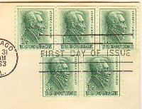Andrew Jackson Coil 1 cent strip of 3 and strip of 2 FDI SC 1225 First Day Issue