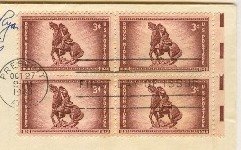 Rough Riders 3 cent Stamp Block of 4 FDI SC 973 First Day of Issue