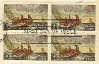 Winslow Homer 4 cent Stamp Block of 4 FDI SC 1207 First Day Issue
