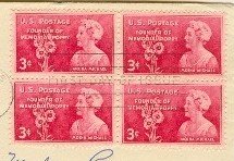 Moina Michael 3 cent Stamp Block of 4 Founder Memorial Poppy FDI SC 977 First Day Issue