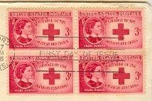 Clara Barton 3 cent Stamp Block of 4 FDI SC 967 First Day of Issue