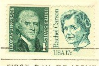 Rachel Carson 17 cent Stamp Great Americans Issue FDI SC 1857 First Day Issue