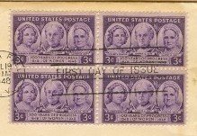 100 Years of Progress of Women 3 cent Stamp Block of 4 FDI SC 959 First Day Issue