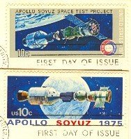 1975 Apollo Soyuz Space Issue 2 Stamps complete set FDI First Day Issue