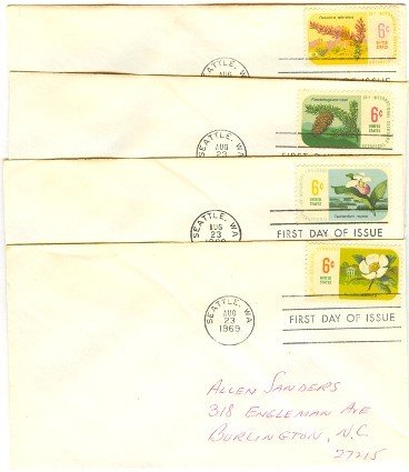 Botanical Congress Set of 4 Different 6 cent Stamps Douglas Fir Ocotillo FDI First Day Issue