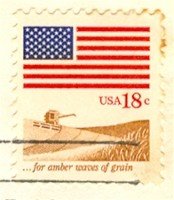 For Amber Waves of Grain 18 cent Stamp Flag Anthem Issue FDI SC 1890 First Day Issue