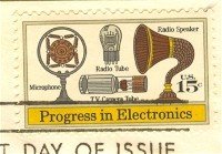 TV Camera Tube Microphone Speaker 15 cent Progress in Electronics Issue FDI SC 1502 First Day Issue