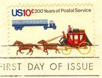 Stagecoach and Trailer Truck 10 cent Stamp Postal Bicentennial Issue FDI SC 1572 First Day Issue