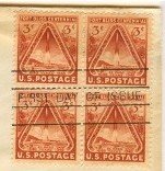 Fort Bliss Centennial 3 cent Stamp Block of 4 FDI SC 976 First Day Issue