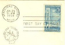 Mackinac Bridge 3 cent Stamp FDI SC 1109 First Day Issue