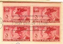 Grand Army of the Republic 3 cent Block of 4 FDI SC 985 First Day Issue