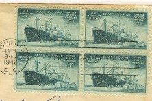 Merchant Marine 3 cent Stamp block of 4 FDI SC 939 First Day Issue