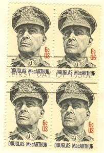 Douglas MacArthur 6 cent Stamp Block of 4 FDI SC 1424 First Day Issue