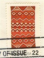 Navajo Blankets jagged line horizontally 22 cent stamp American Folk Art Issue FDI SC 2238
