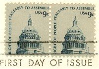 Capitol Dome 9 cent Stamp Horizontal Pair Americana Issue FDI SC 1591 First Day Issue
