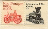 Fire Pumper Locomotive Stamp Transportation Issue Cancellation Error FDI First Day Issue