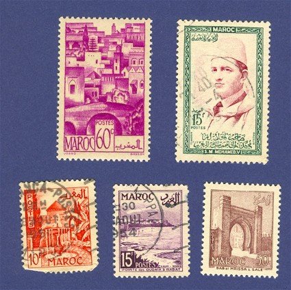 French Colony Morocco 5 stamps