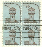 Fort Nisqually 28 cent Stamp Block of 4 FDI SC 1604 First Day Issue