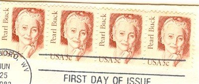 Pearl Buck 5 cent Stamp Strip 4 Great Americans Issue FDI SC 1848 First Day Issue