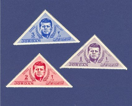 Trans Jordan 3 stamps John F Kennedy