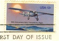 Solo Transatlantic Flight 13 cent Stamp FDI SC 1710 First Day Issue