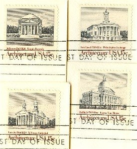 American Architecture Issue Complete Set 4 stamps 15 cent FDI First Day Issue