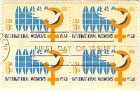 International Womens Year 10 cent Stamp Block of 4 FDI SC 1571 First Day Issue