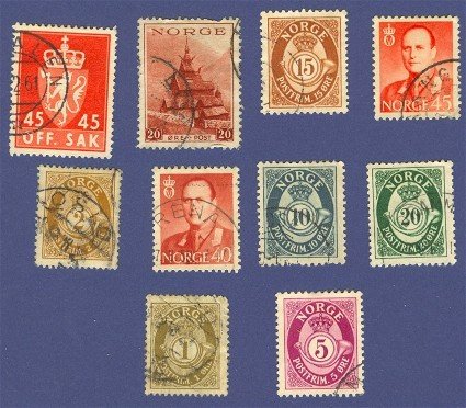Norway Packet No 1450 with 10 stamps