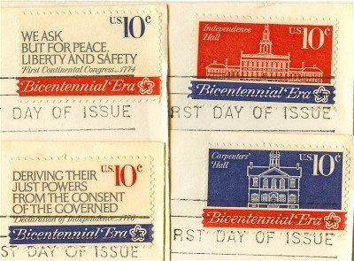 First Continental Congress Complete Set 4 Stamps American Bicentennial Issue FDI First Day Issue
