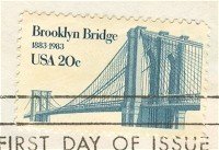 Brooklyn Bridge 20 cent Stamp FDI SC 2041 First Day Issue