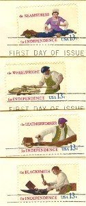 Skilled Hands for Independence Complete Set 4 stamps American Bicentennial Issue FDI First Day Issue