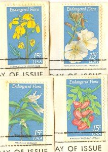 Endangered Flora Issue 15 cent Compete Set 4 Stamps FDI First Day Issue