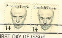 Sinclair Lewis 14 cent Stamp Vertical Pair Great Americans Issue FDI SC 1856 First Day Issue
