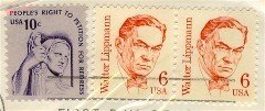 Walter Lippmann 6 cent Stamp Vertical Pair Great Americans Issue FDI SC 1849 First Day Issue