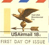 US Airmail Bicentennial Eagle Weathervane 18 cent FDI First Day Issue Postal Card SC UXC15