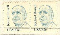Richard Russell 10 cent Stamp Vertical Pair Great Americans Issue FDI SC 1853 First Day Issue