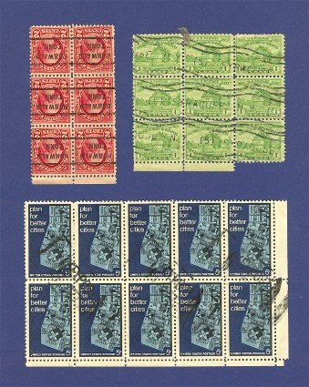 United States Stamps in a Block of 10 a Block of 9 and a Block of 6 Packet No 16632