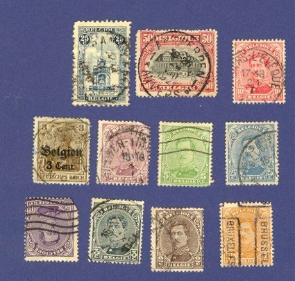 Belgium 11 stamps from 1915 to 1921 Packet 3657